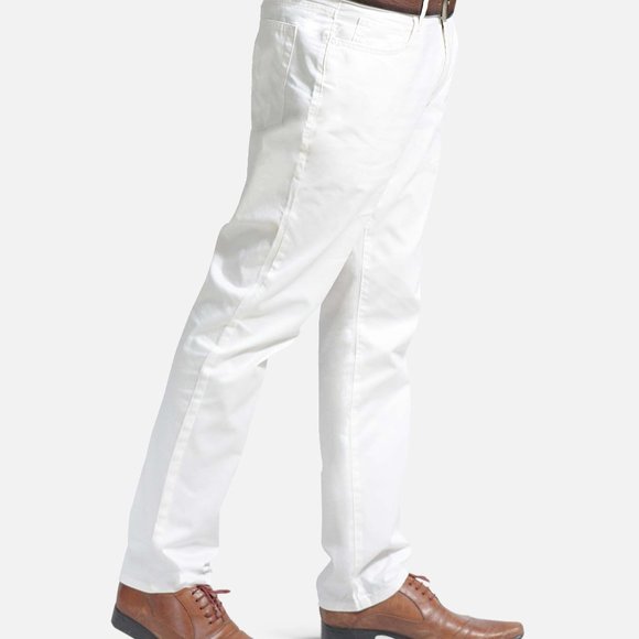 OLGYN Curved Pocket White Flat Front Chino Pant - Picture 3 of 4